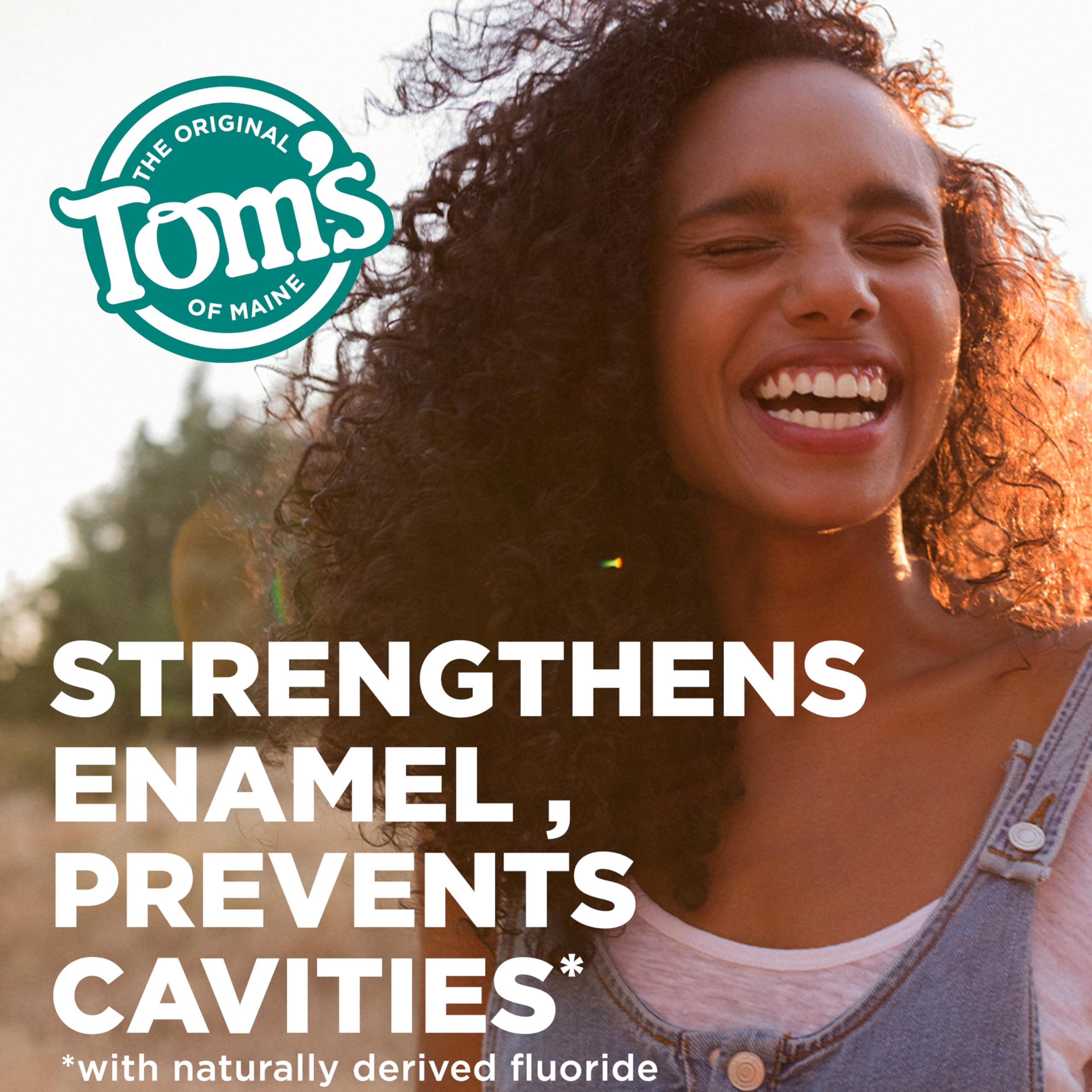 Tom's of Maine tube on bathroom sink demonstrating daily use convenience