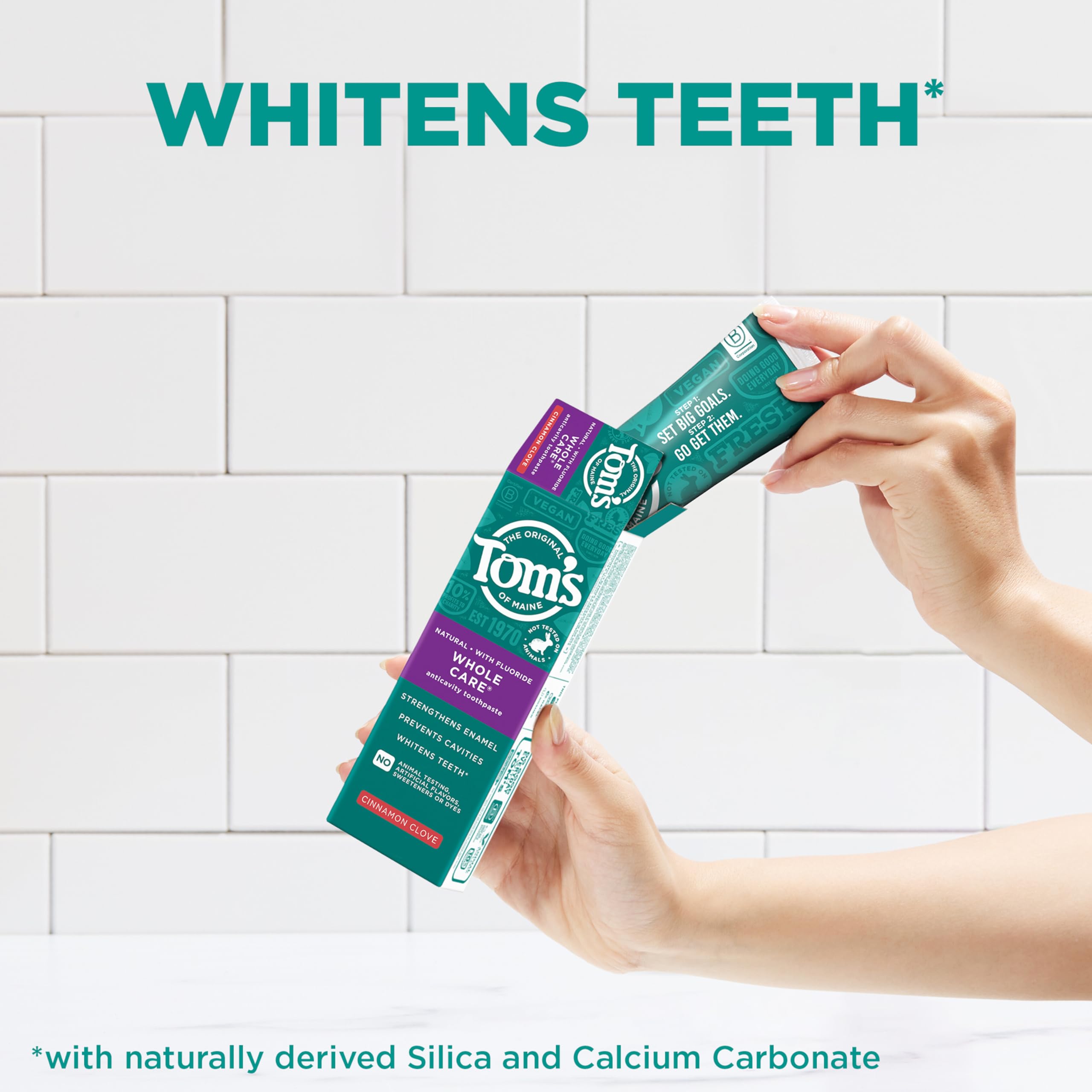 Tom's of Maine close-up paste texture on toothbrush for clean feeling