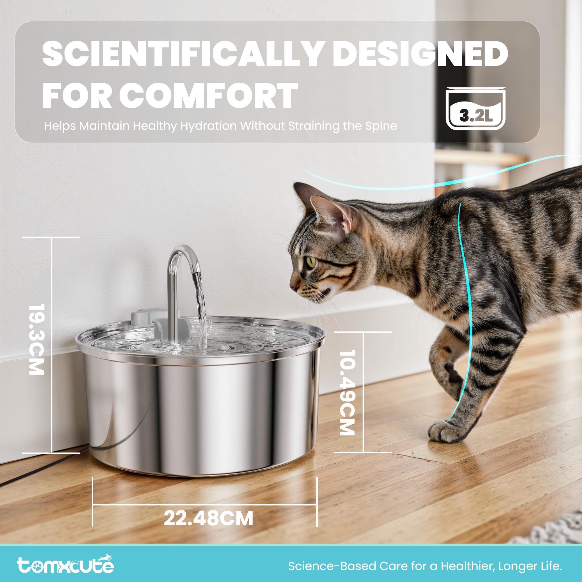 tomxcute side view with measuring cup showing 3.2L capacity convenience
