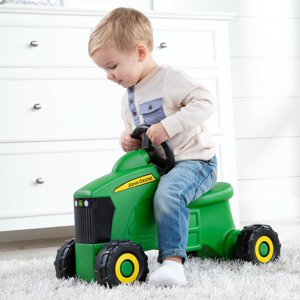 TOMY John Deere side profile highlighting compact lightweight frame for easy maneuvering