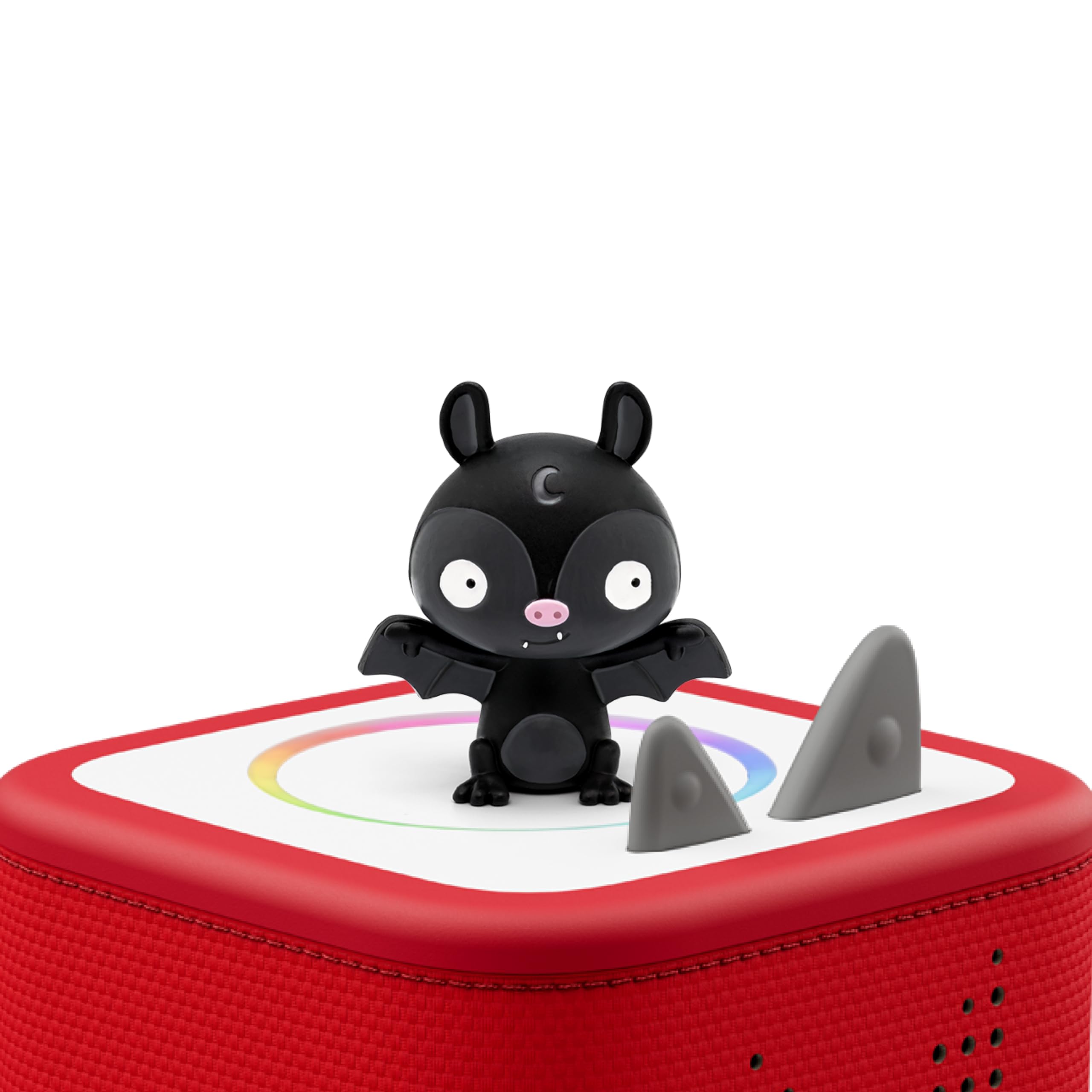 Tonies Halloween figurine back label visible with track details for easy parental info