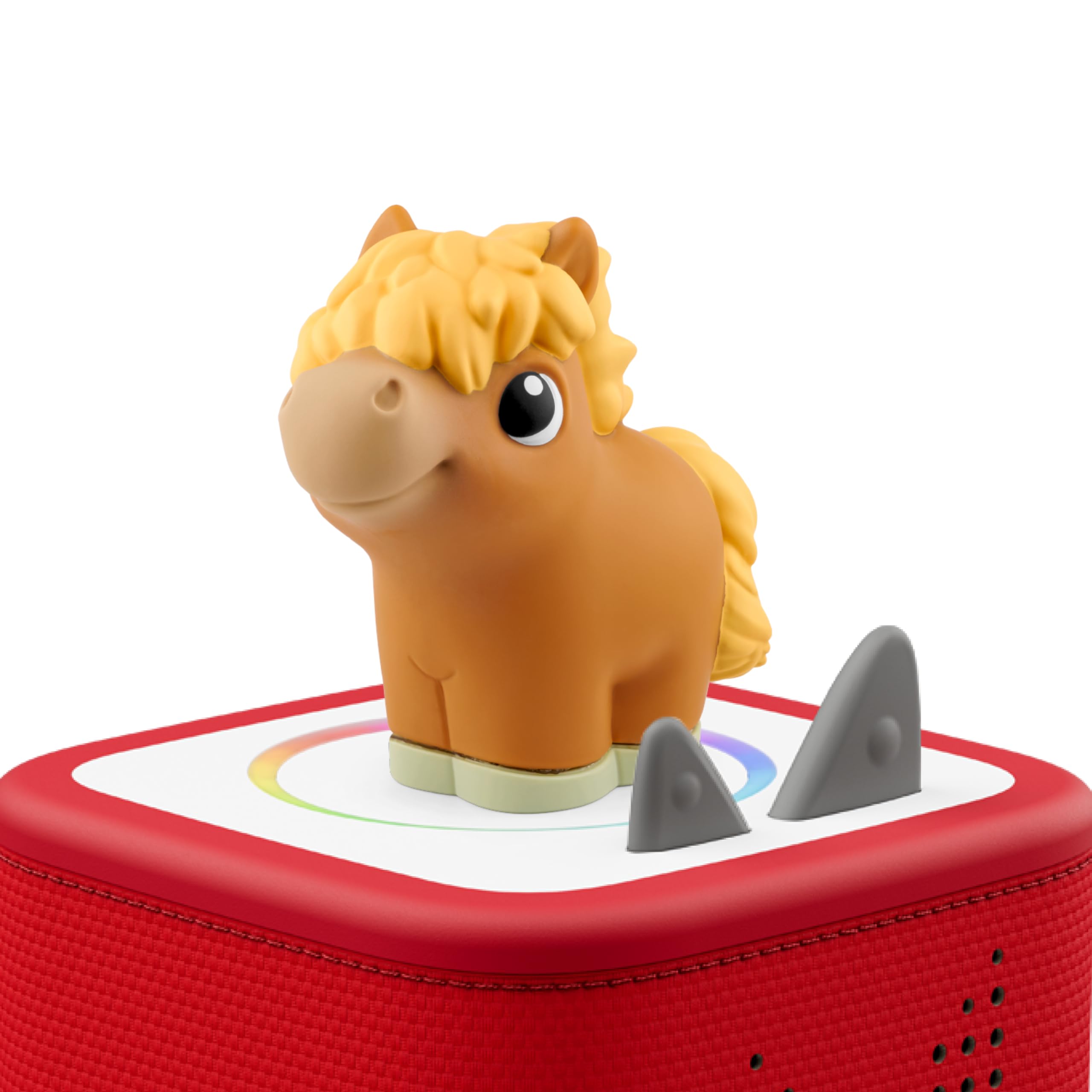 Tonies cow figure close-up showing soft texture and safe toddler grip benefit