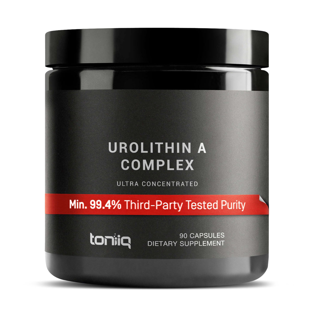 Toniiq bottle front view showing 1,500mg 4-in-1 complex and benefits
