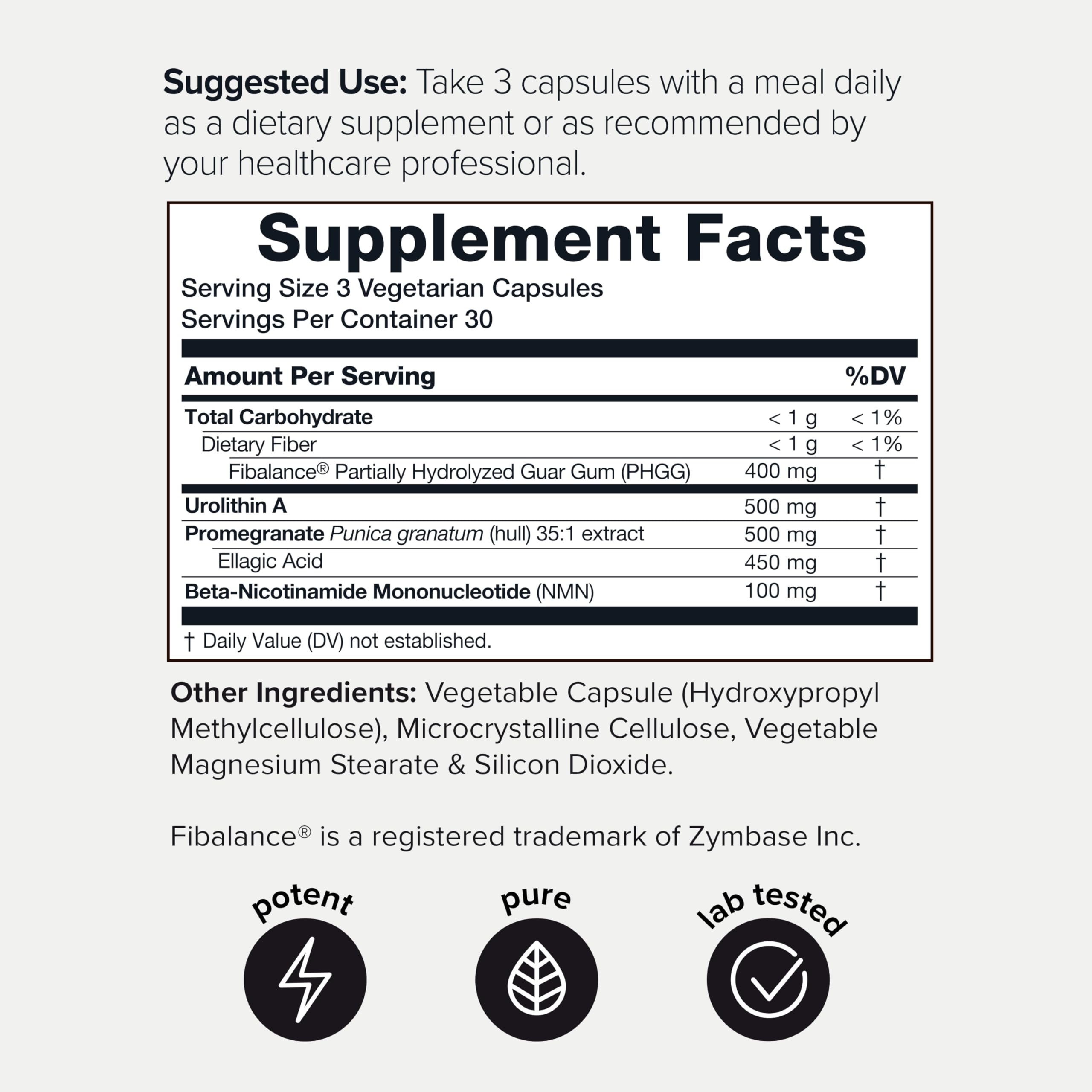 Toniiq label close-up showing ingredient amounts and purity verification