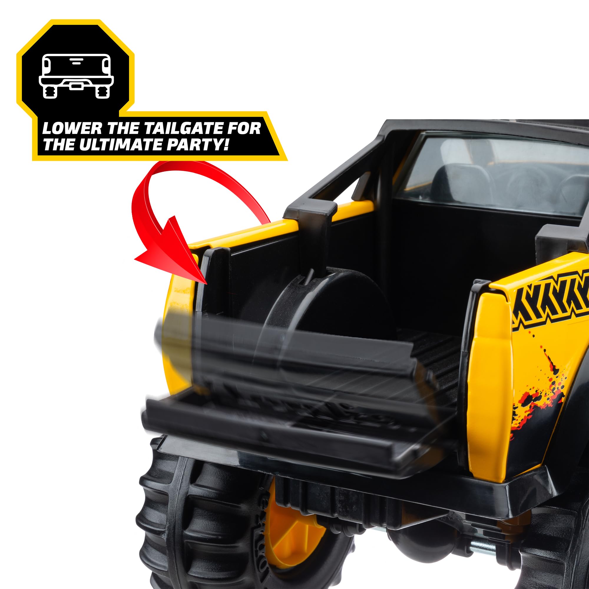 Tonka tire tread close-up demonstrating traction for outdoor terrain benefit