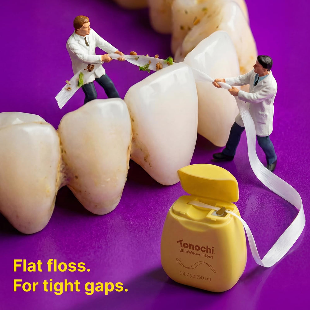 Tonochi floss demonstrated around crown and bridge, safe precision