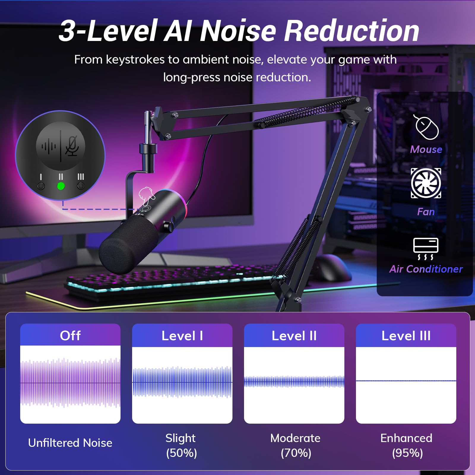 TONOR side controls with volume knobs and headphone jack for instant adjustments