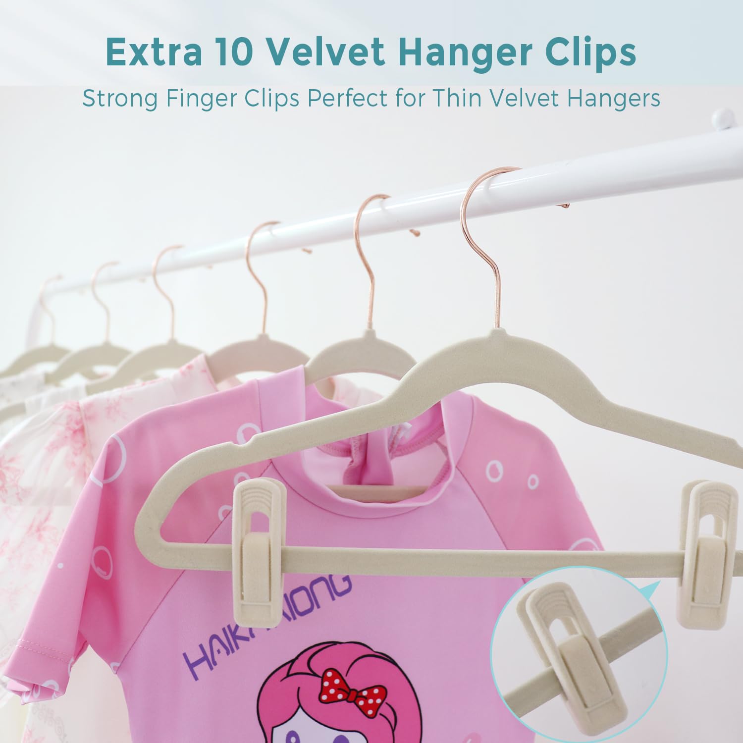 Tonswachic hangers displayed in nursery creating tidy, stylish storage
