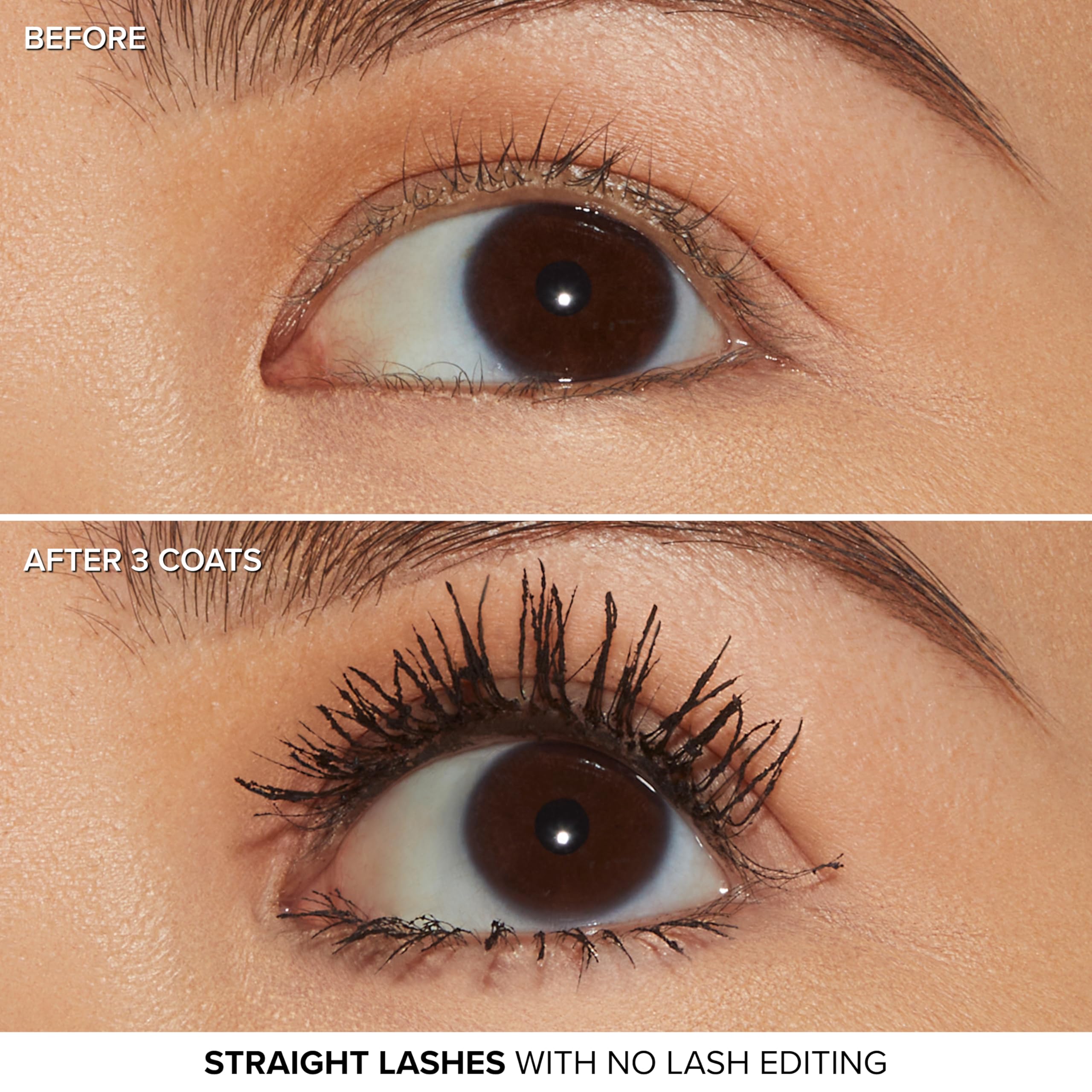 Too Faced black pigment stroke on white to show deep color payoff