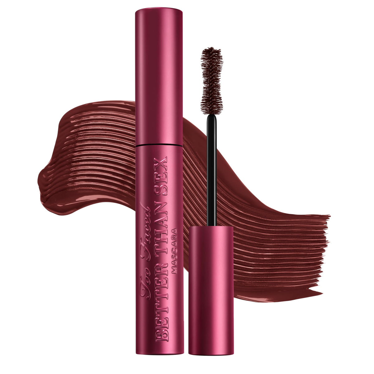 Too Faced front tube burgundy showing sleek packaging and bold color benefit