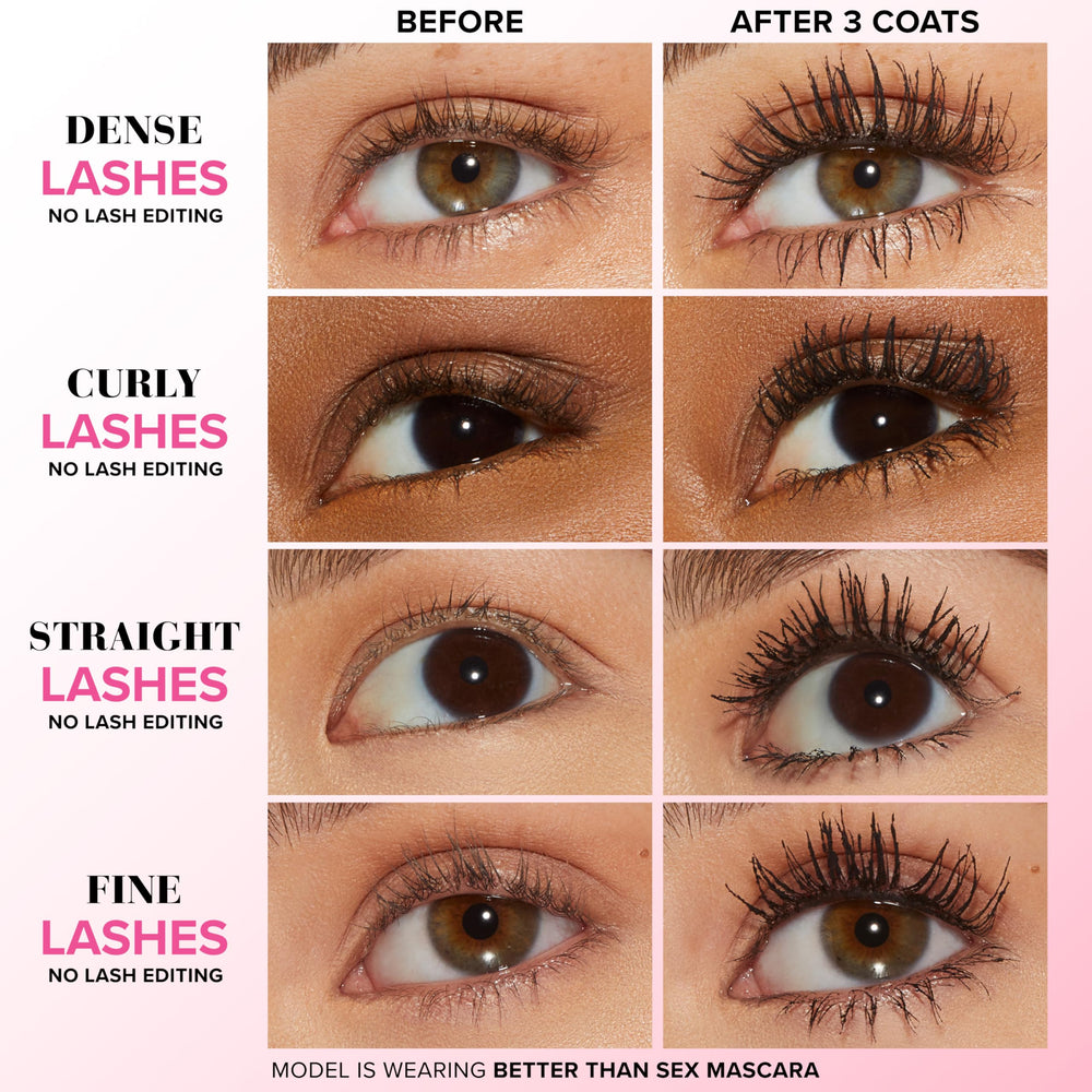 Too Faced hourglass brush close-up demonstrating separation for fuller lashes