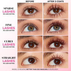 Too Faced hourglass brush close-up capturing every lash for fuller definition