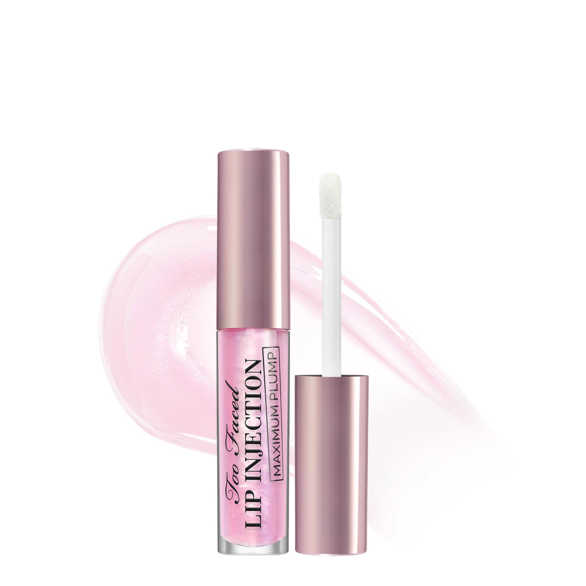 Too Faced front view of gloss tube showing compact travel size and instant plump benefit