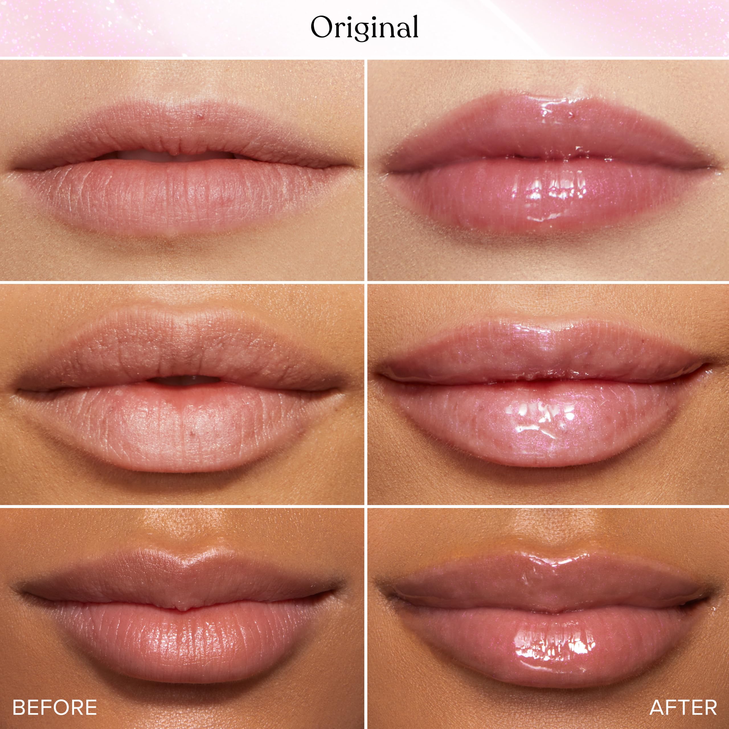 Too Faced tube held in hand demonstrating travel-size convenience and on-the-go plumping