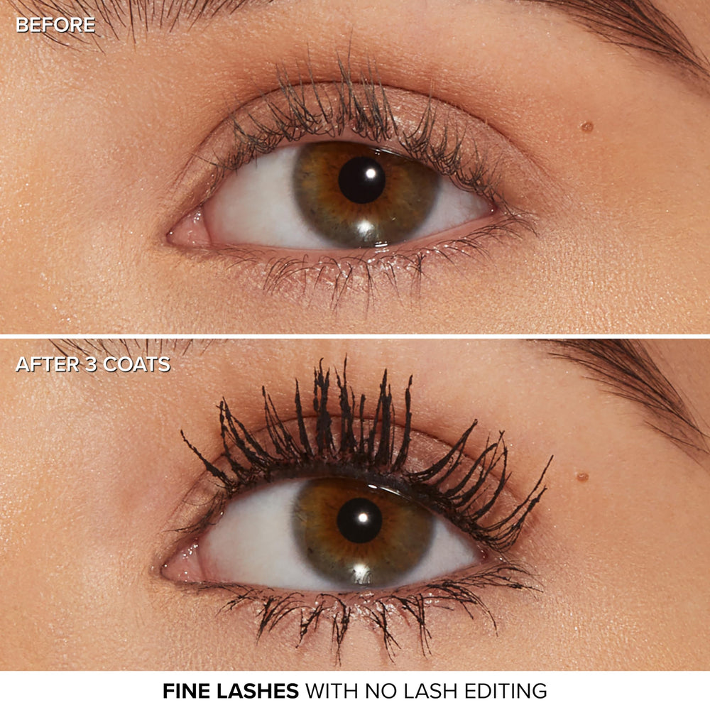 Too Faced mascara texture on wrist showing density and rich black payoff