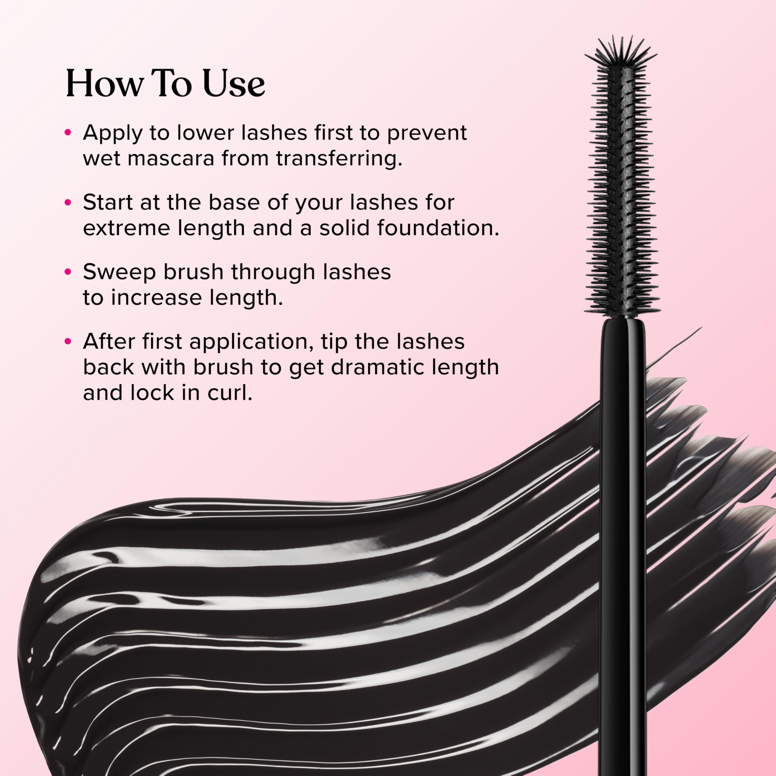 Too Faced close-up lash with tubing effect illustrating extended length and separation
