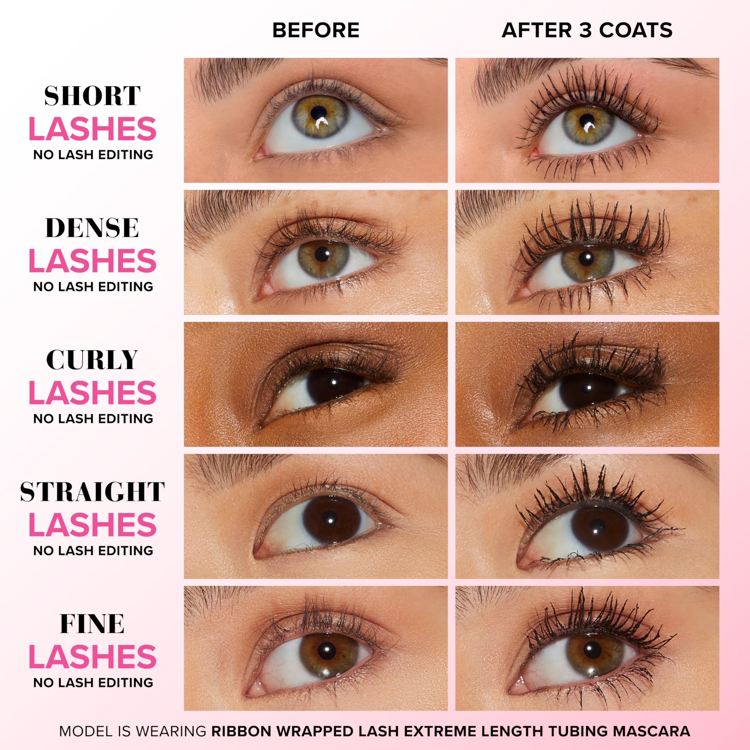 Too Faced wand and bristles demonstrating lash-extension brush for precise application