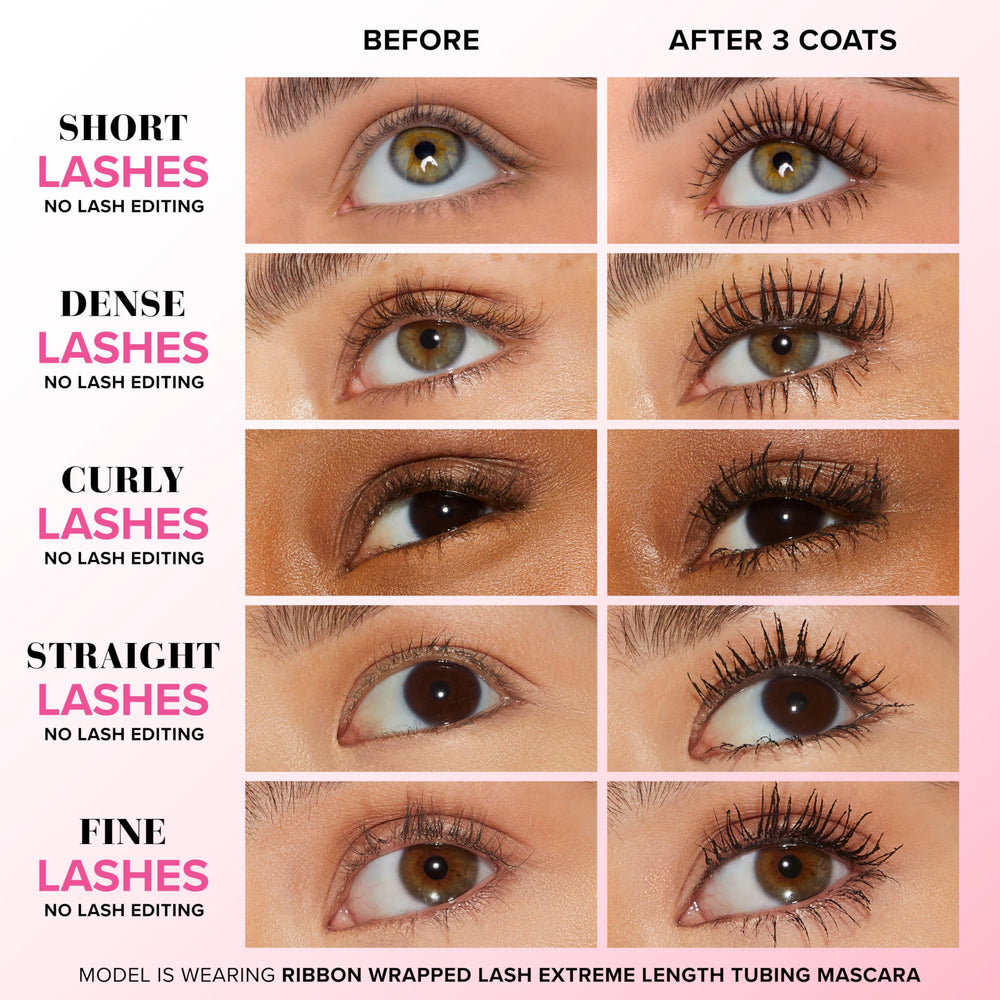 Too Faced wand and bristles demonstrating lash-extension brush for precise application