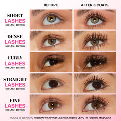 Too Faced wand and bristles demonstrating lash-extension brush for precise application