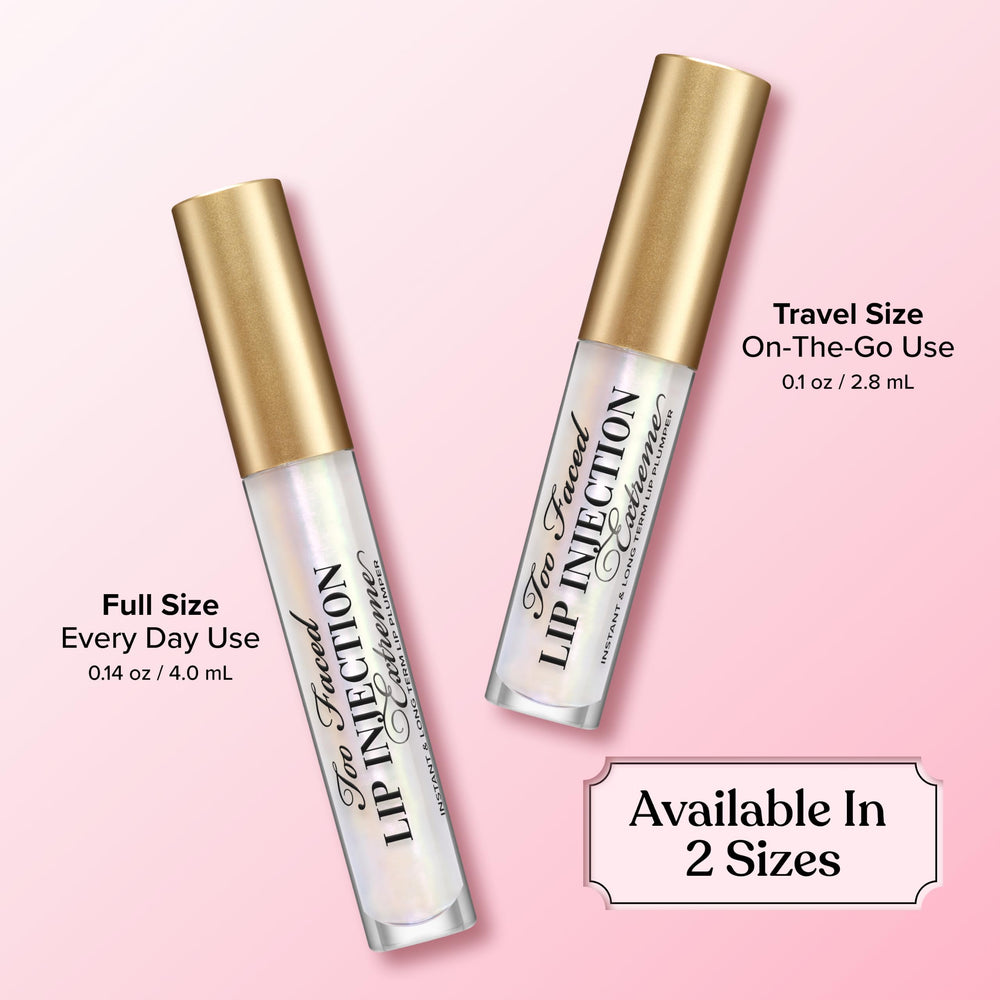 Too Faced travel size in hand to show compact, portable convenience