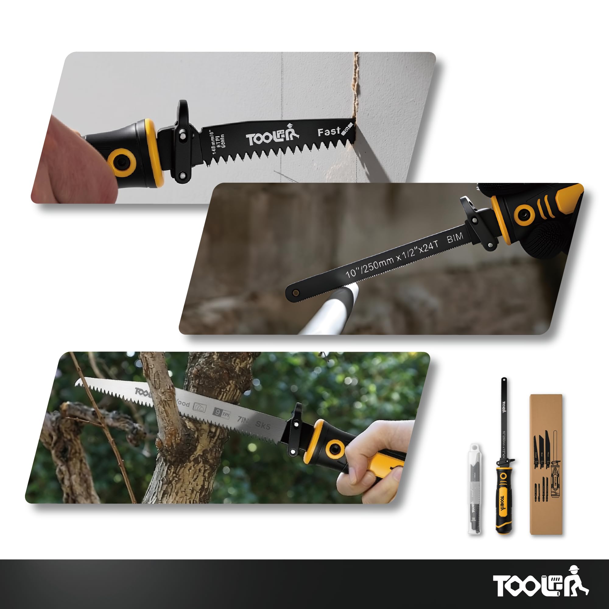 TOOLAN compact saw inside toolbox showing size and space-saving advantage