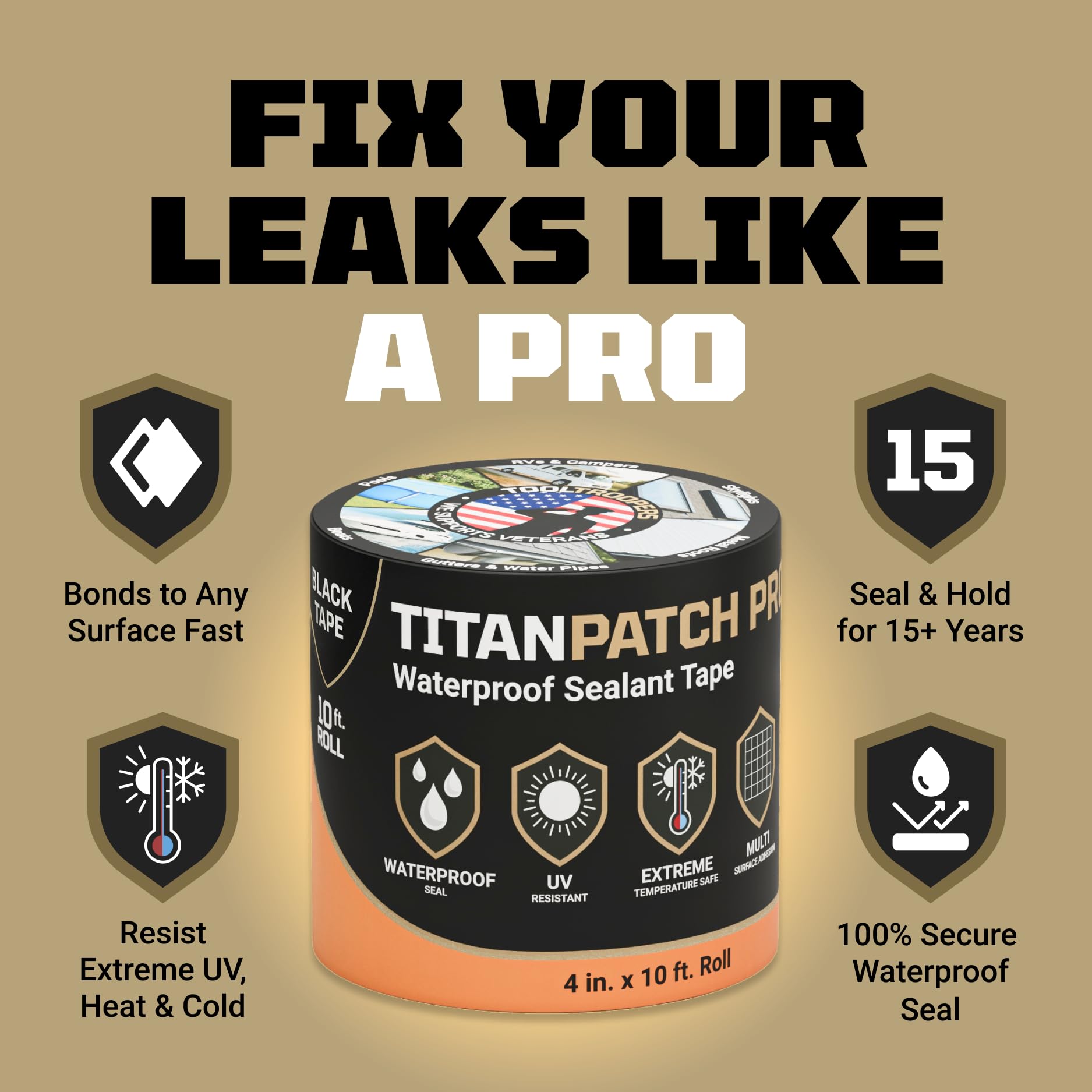 TOOLTROOPERS close-up of TITANPATCH PRO adhesive texture for strong bond