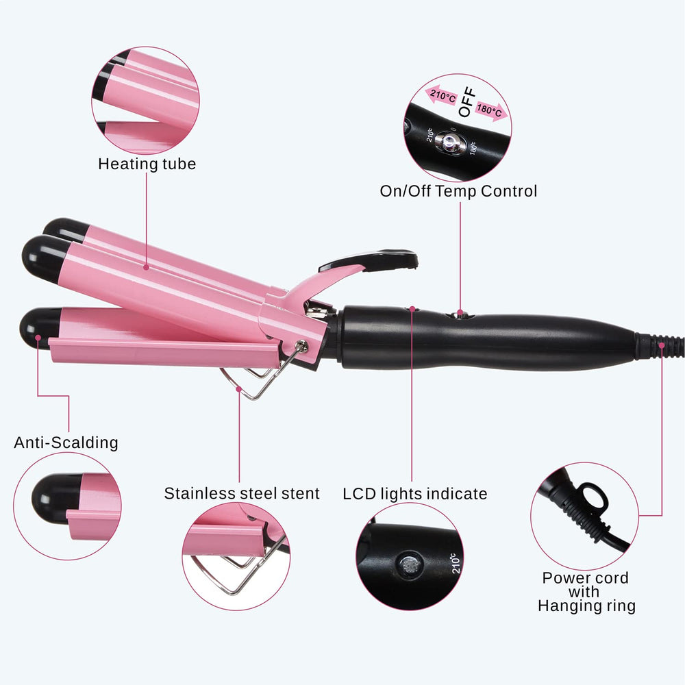 TOP4EVER curling iron creating beach waves on long hair for quick styling