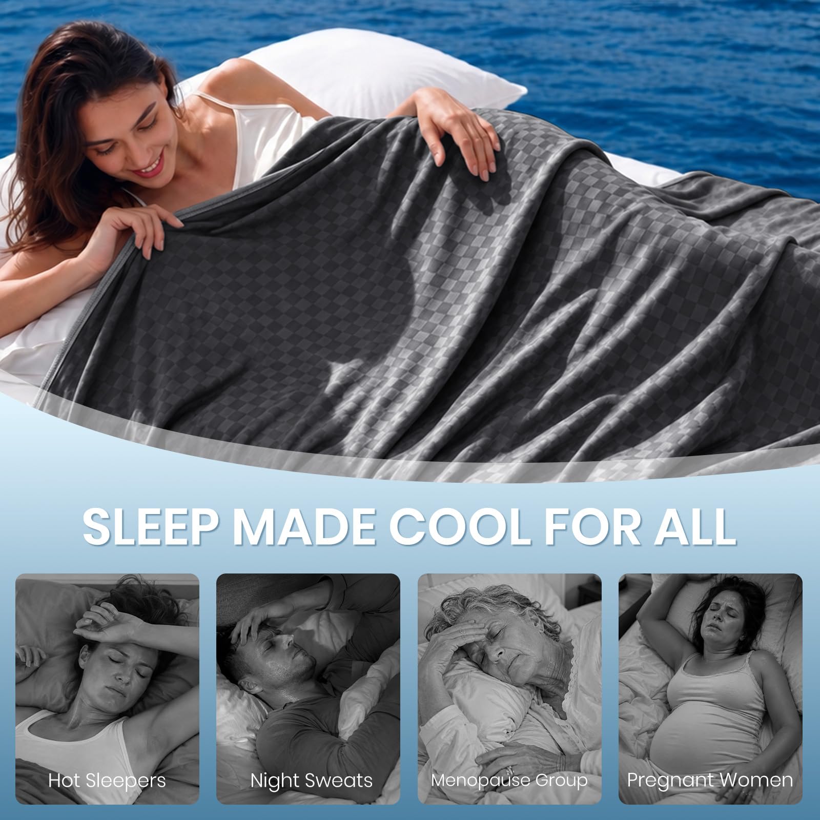 Topcee blanket styled on bed illustrating breathable comfort for hot sleepers