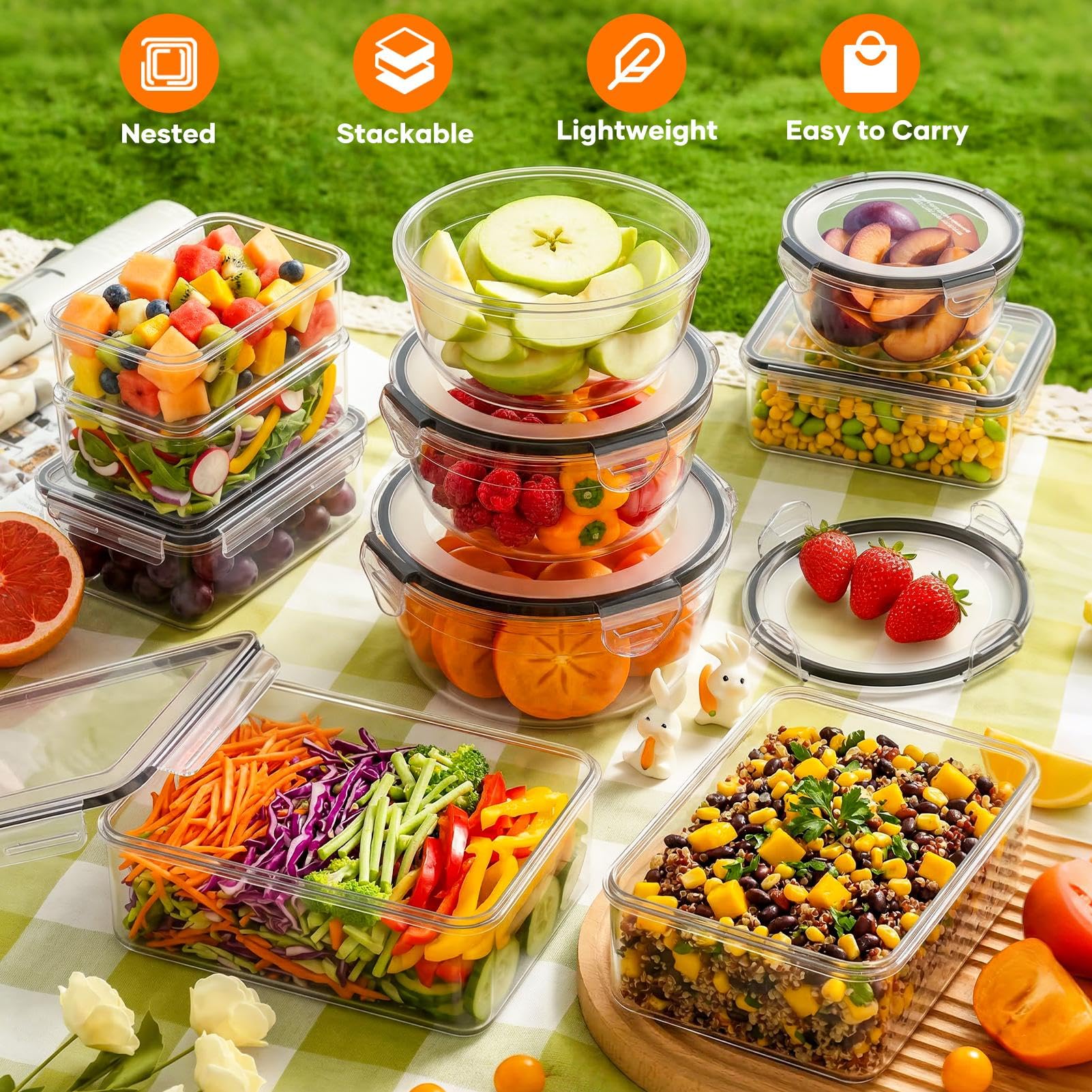 TOPCHASE containers arranged in refrigerator maximizing shelf organization