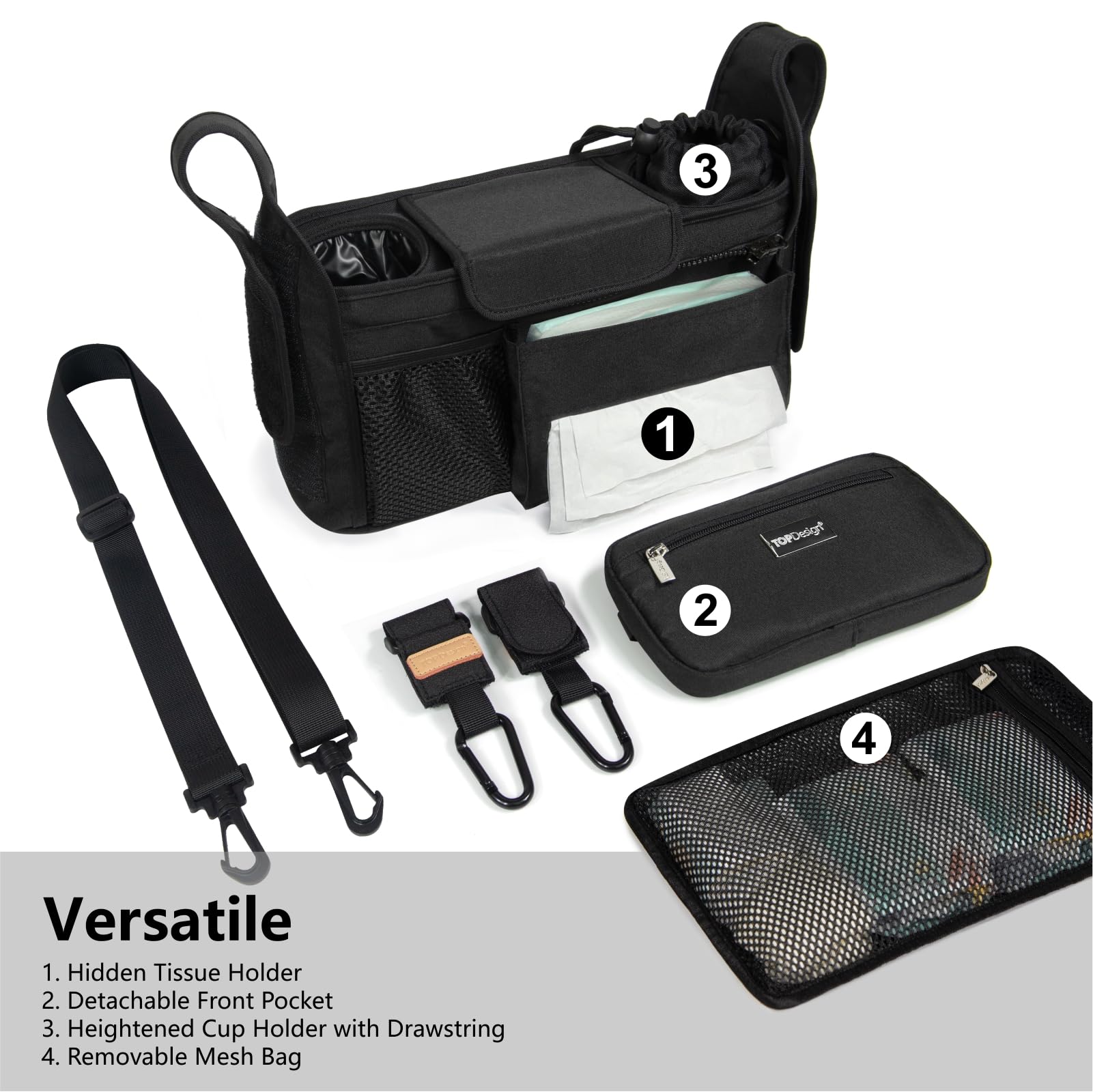 TOPDesign detachable mesh bag removed and laundered for easy cleaning benefit