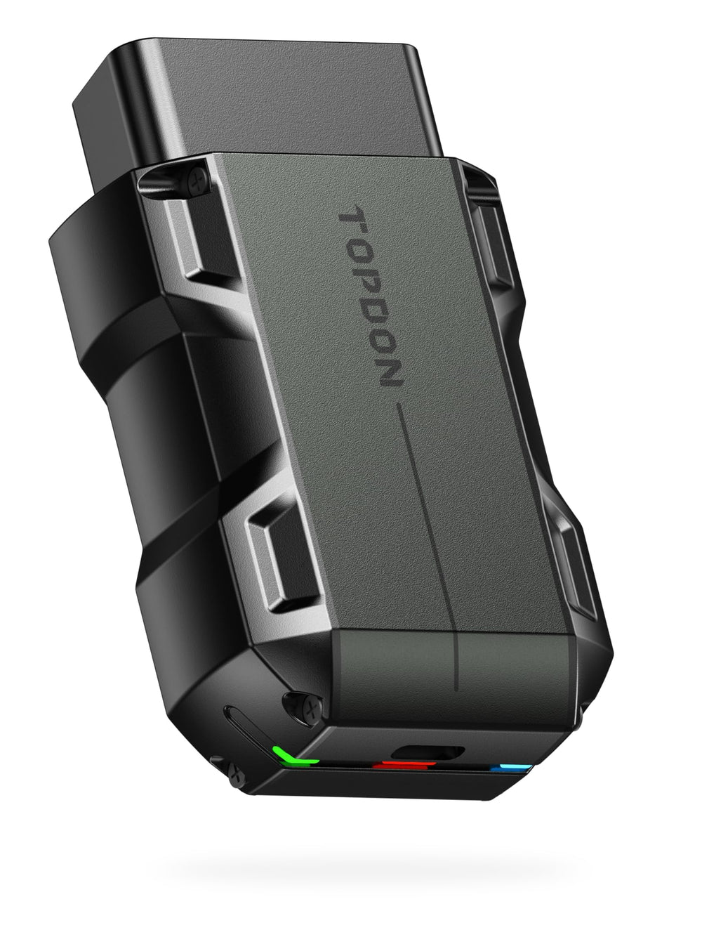 TOPDON TopScan Lite front view showing compact diagnostic dongle and design benefit portability