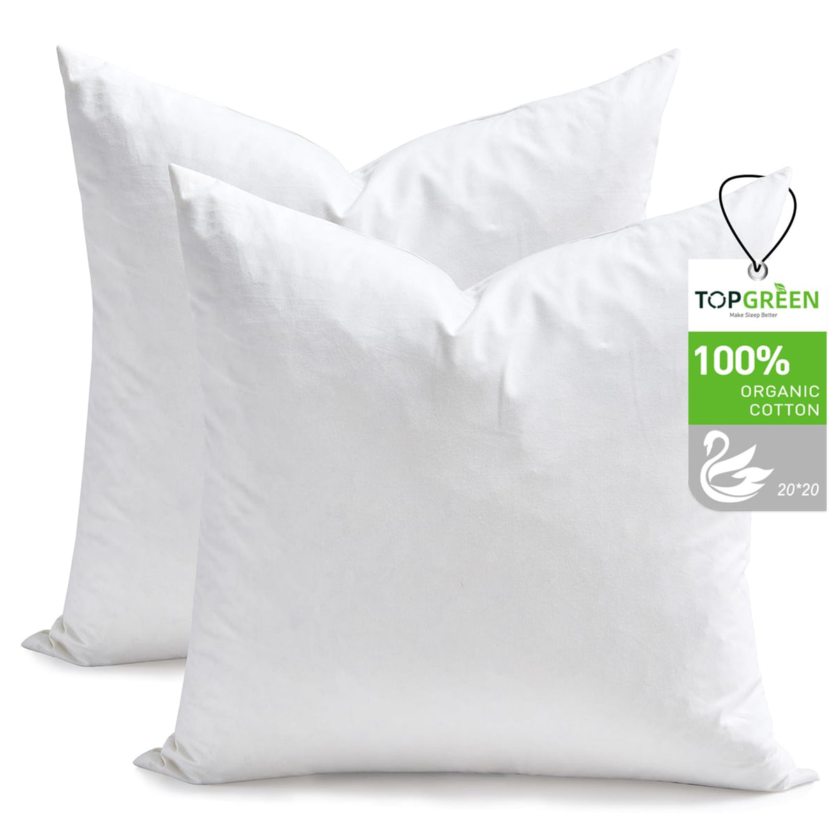 TOPGREEN front view of two 20x20 insert pack showing clean white finish and value