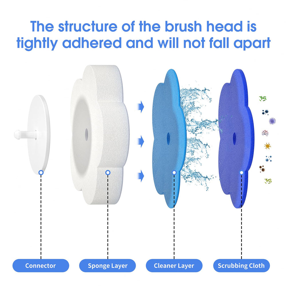 Topo Bear wand in use cleaning a toilet bowl, sanitary hands-free cleaning benefit
