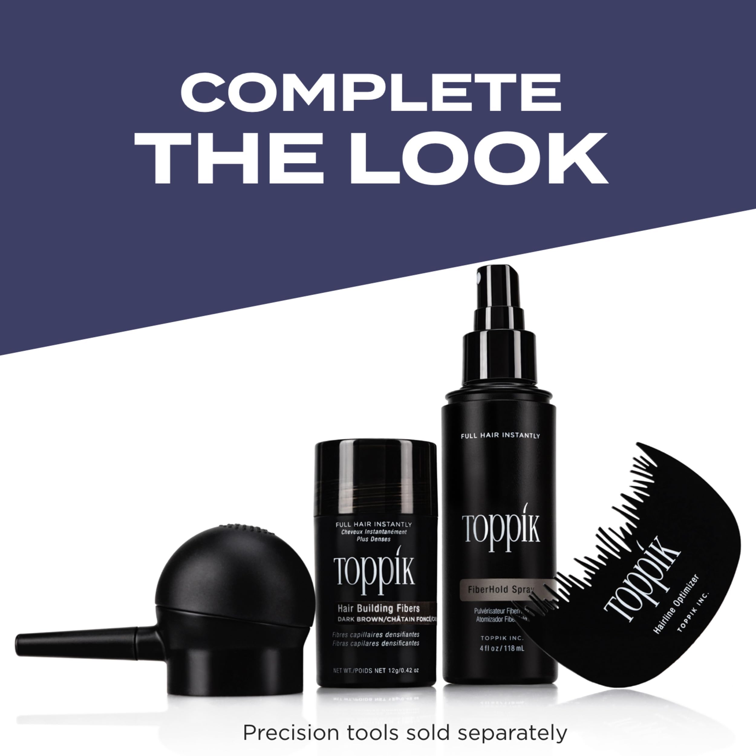 TOPPIK bottle inside a small pouch demonstrating portable touch-up readiness