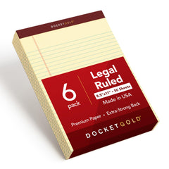 TOPS front view of legal pad showing canary yellow pages and header for clear notes