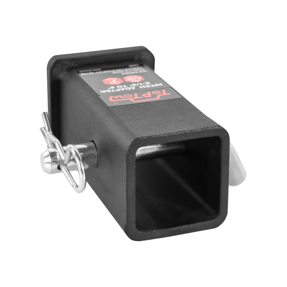 TOPTOW adapter beside measuring tape showing 3 inch clearance from pin center, confirms fit