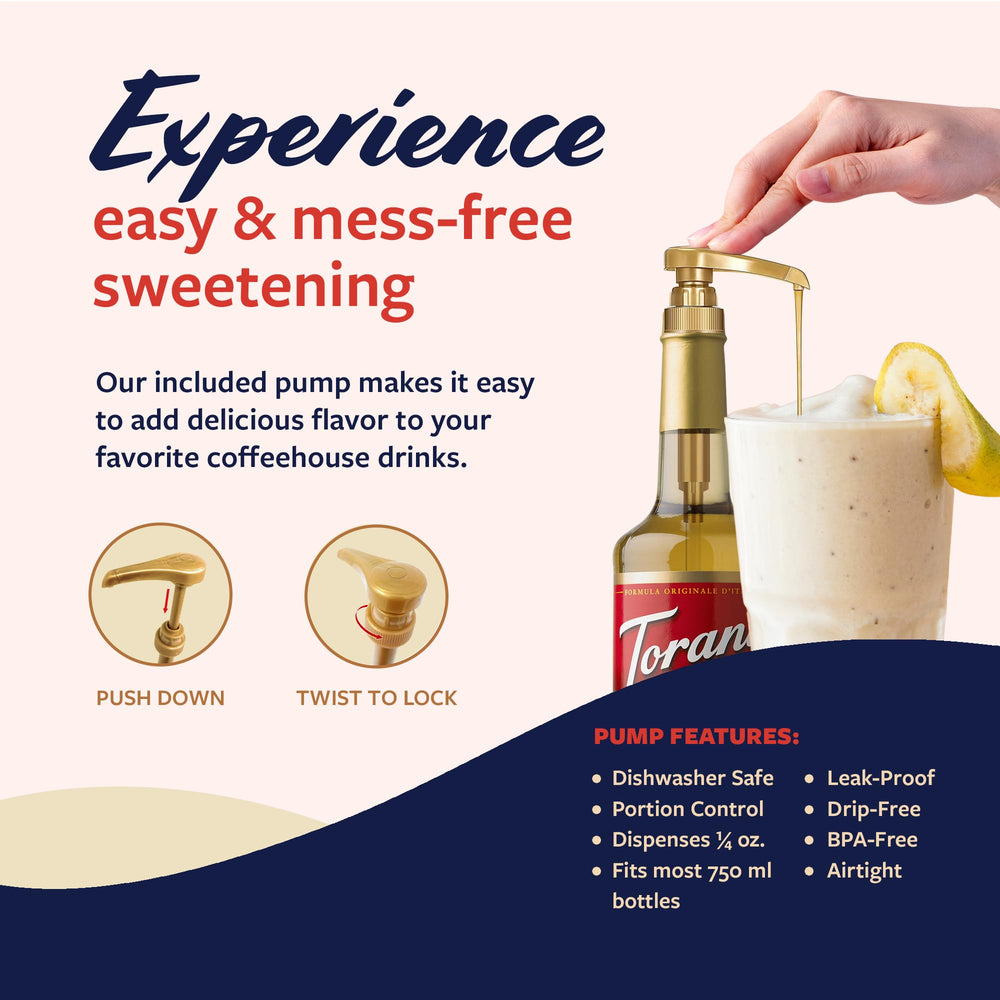 Torani Crème de Banana drizzled over ice cream, showcases dessert finishing and richness