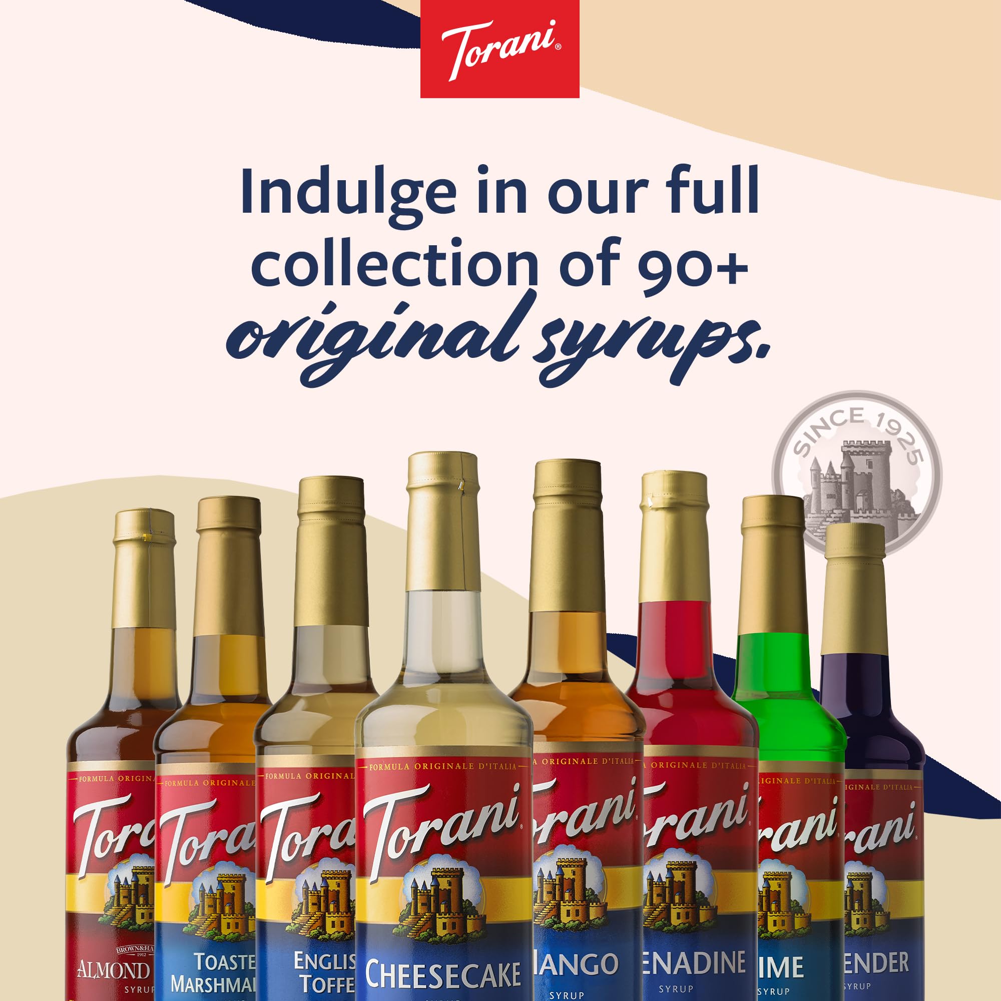 Torani green apple bottle on cafe counter, brand supports quick drink service