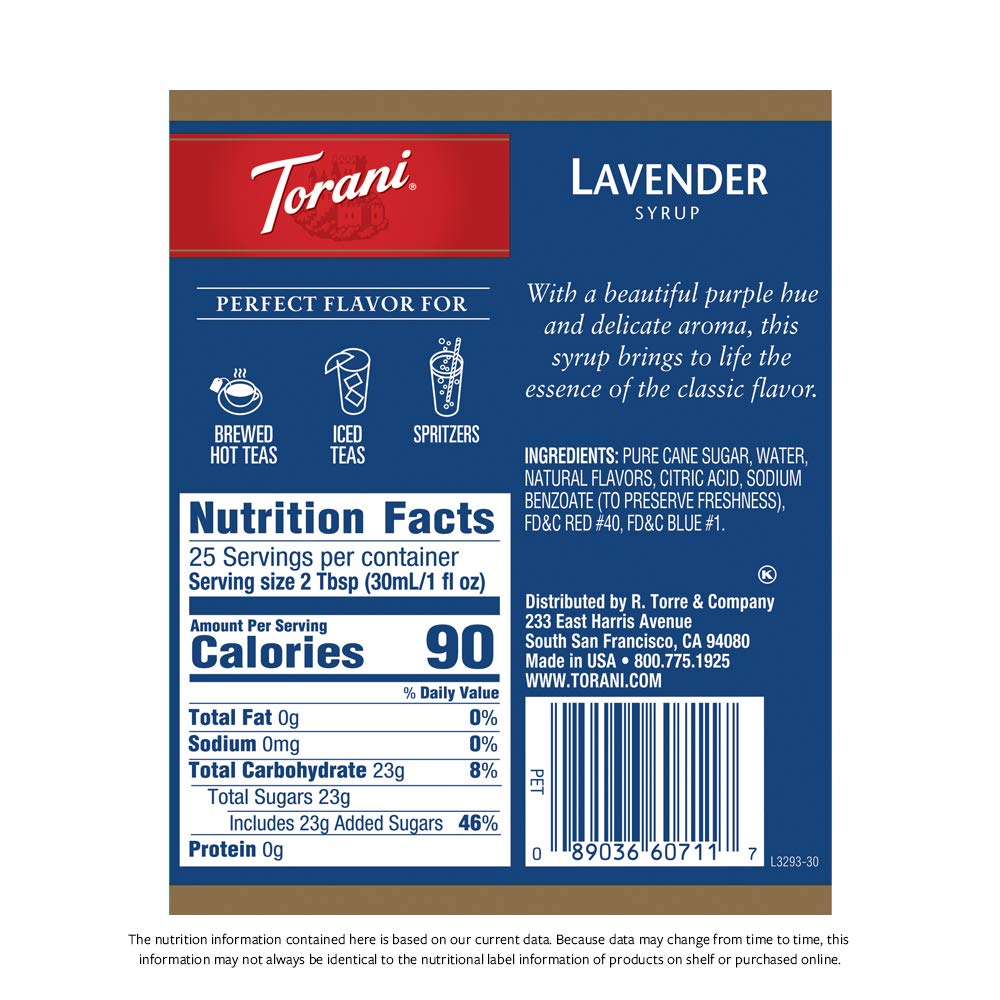 Torani lavender iced soda with lemon garnish highlighting refreshing spritz benefit