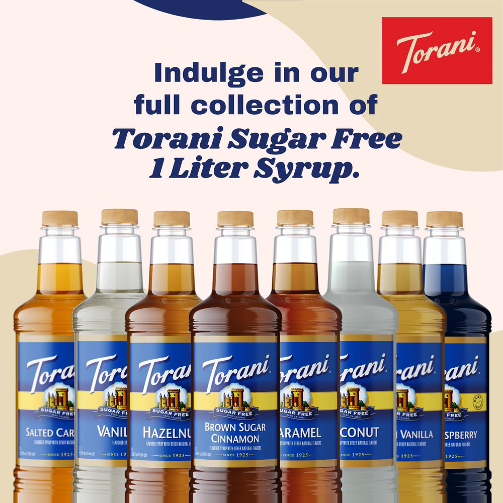 Torani bottle on kitchen counter during drink prep for quick cafe-quality benefit