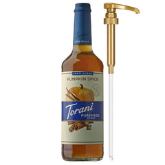 Torani bottle front packaging showing pumpkin spice flavor and zero sugar benefit
