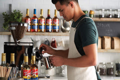 Torani sugar free vanilla used in a vanilla latte demonstrating rich flavor without added sugar