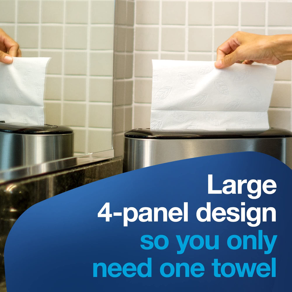 Detail of blue leaf print on Tork towel adding decorative style to bathrooms and kitchens