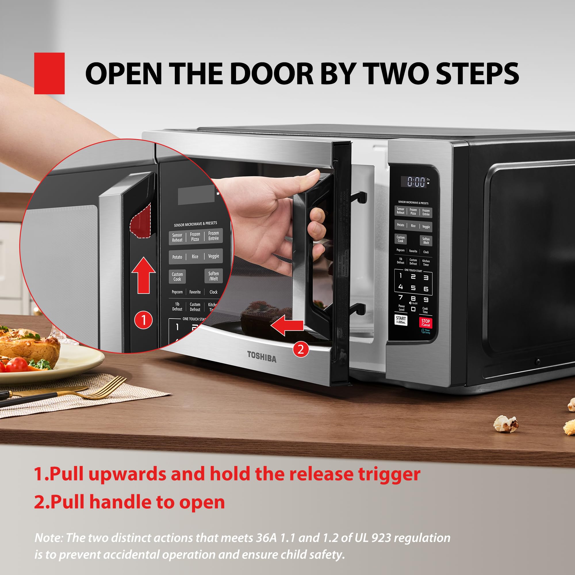 TOSHIBA sensor reheating food mid-cycle preserving texture