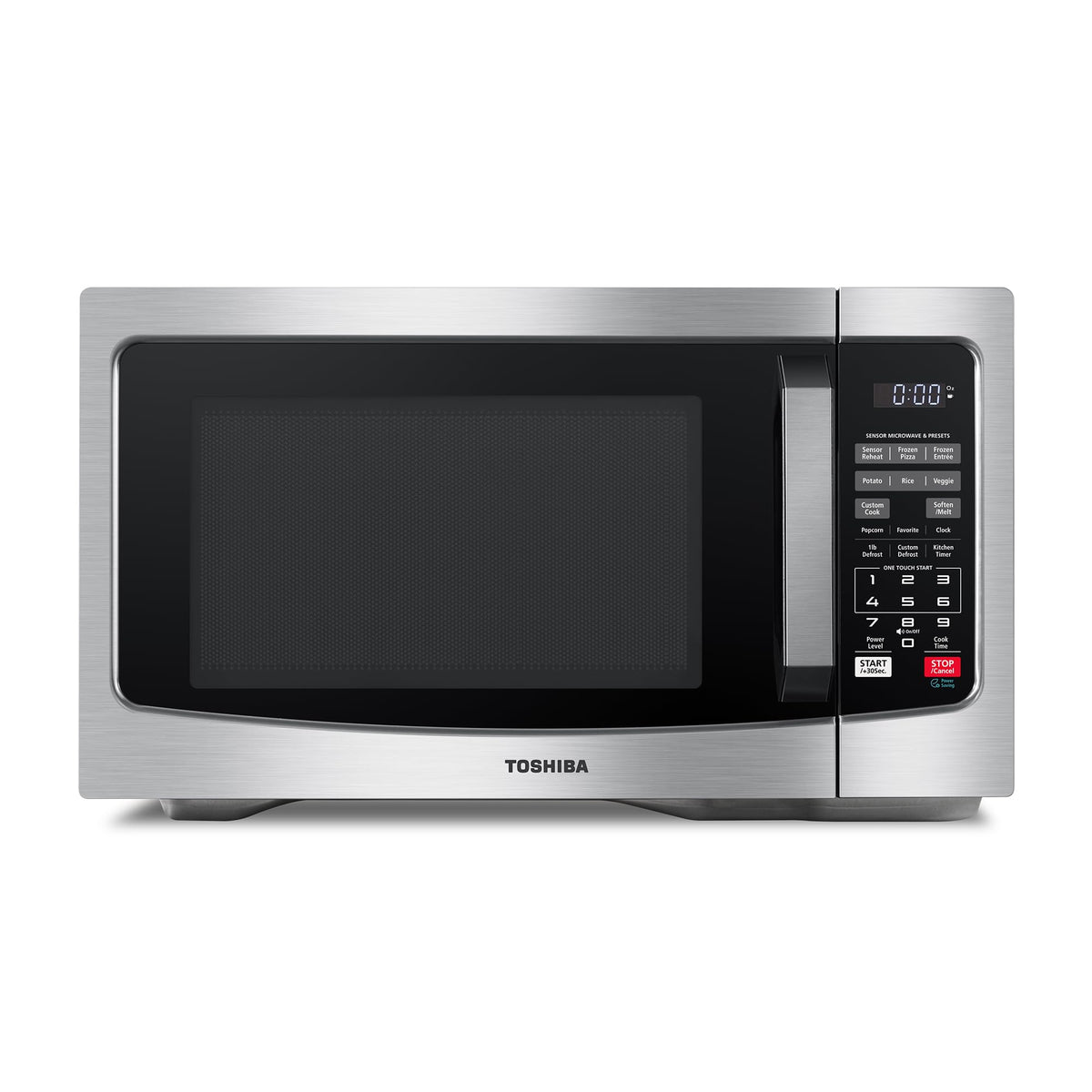 TOSHIBA front view stainless steel showing sleek countertop benefit