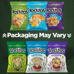 Tostitos chip dipped into salsa showing easy scoop and enjoyment