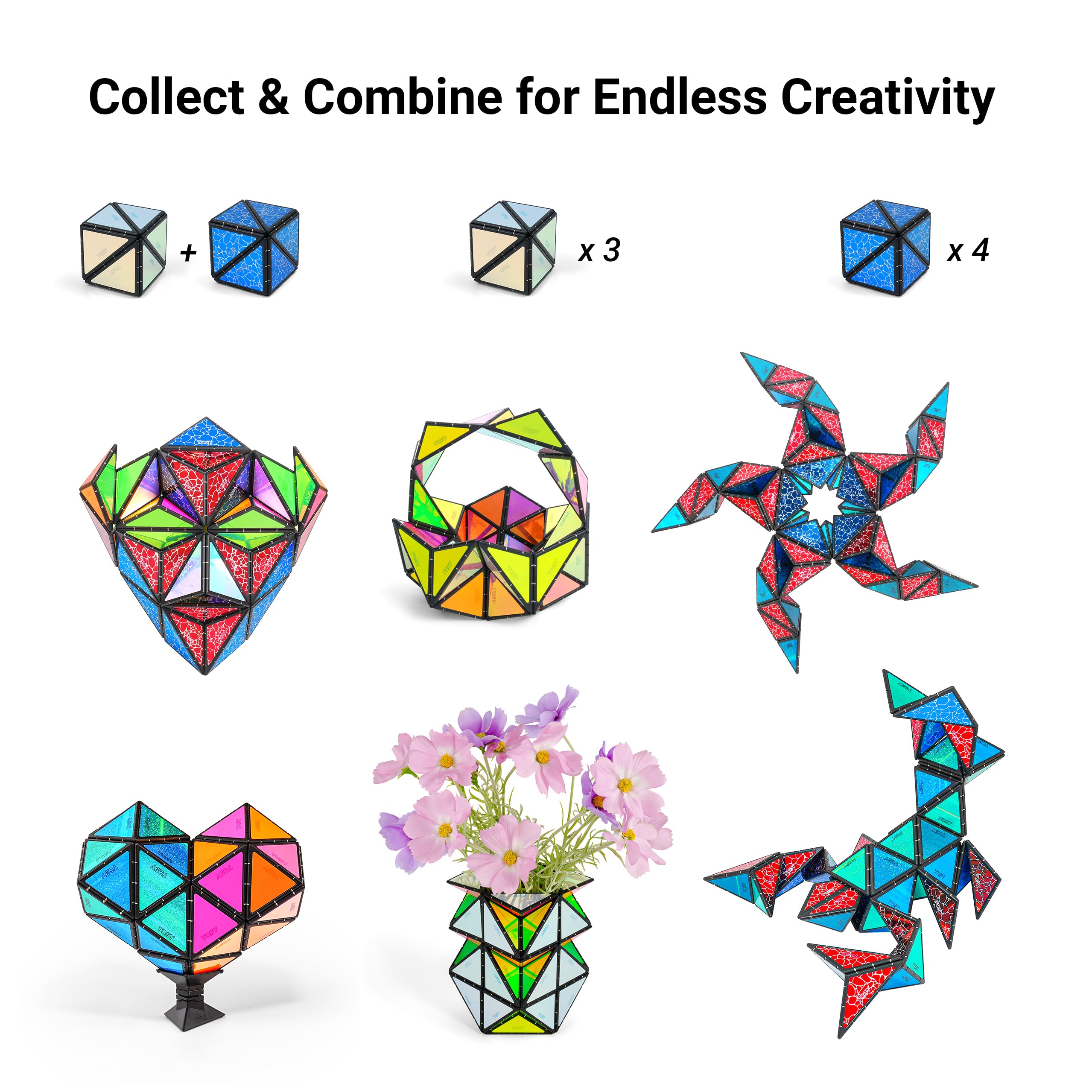 TOSY Magnet Pyramid built into complex geometric shape showing creative possibilities