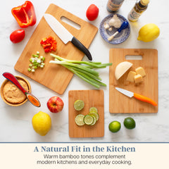 Totally Bamboo medium board slicing vegetables for quick meal prep benefit