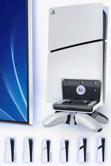 TotalMount front view of PS5 mount showing secure hold and neat display benefit