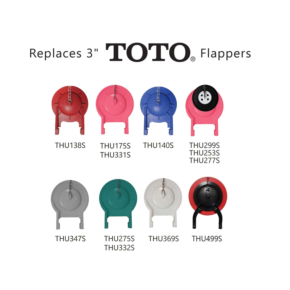 TOTO flapper next to ruler scale comparison showing compact 3-inch flush valve fit